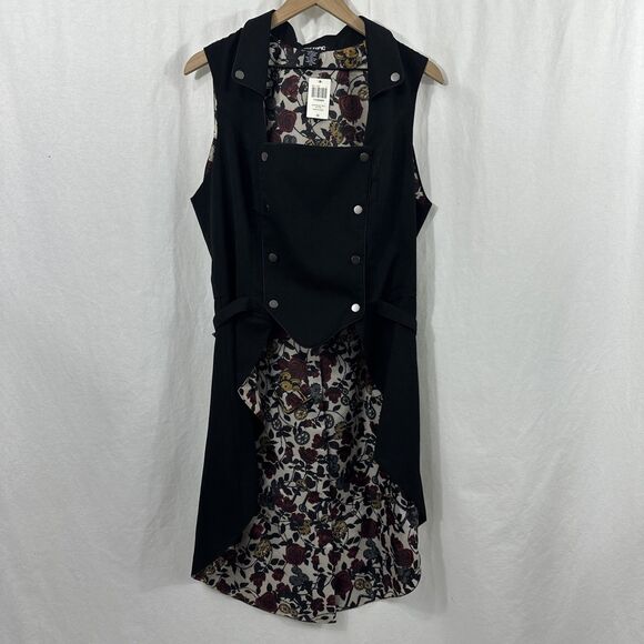 Hot Topic Floral Black Steampunk Hi-Lo Waistcoat Vest Womens 2X Dark Romantic - Picture 1 of 12